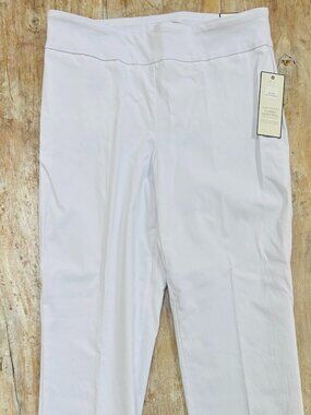 NWT, Dana Buchman Tummy Control Slimming Straight Pant, White, Sz: Medium Short